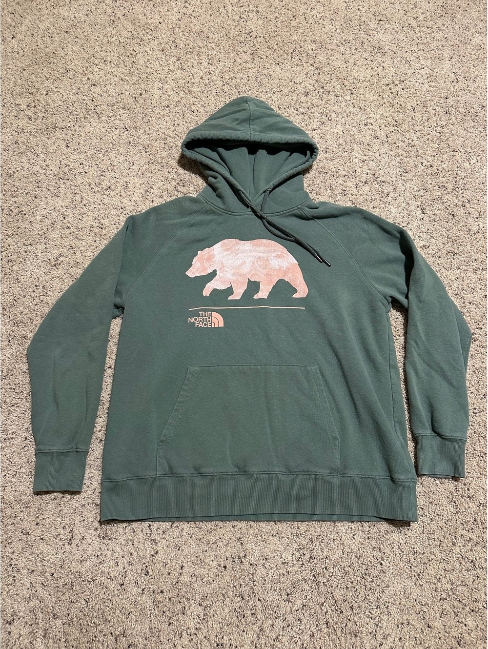 The North Face Women's Green Hoodie with Bear Graphic